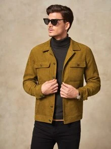 GENTILAND Men Flap Pocket Jacket - Mustard Yellow - View 5