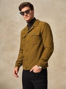GENTILAND Men Flap Pocket Jacket - Mustard Yellow - View 6