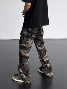Manfinity Men Camo Print Flap Pocket Cargo Trousers - Multicolor - View 2