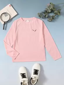 SHEIN 男孩鹿角圖案T恤