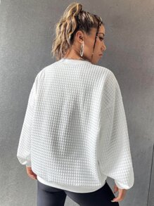 SHEIN EZwear Sudadera con parche de letra en el hombro caído para otoño/invierno