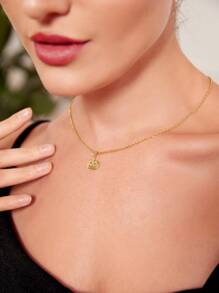 Halloween Pumpkin Charm Necklace - Yellow Gold - View 2