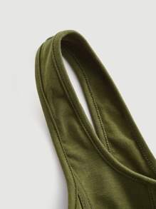 SHEIN MOD Solid Scoop Neck Tank Top - Army Green - View 3