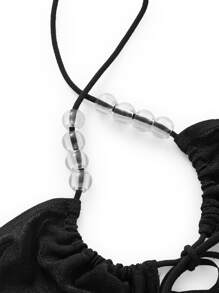 SHEIN ICON Áo hai dây Bất đối xứng Dây kéo màu trơn Gợi cảm - màu đen - Xem 3