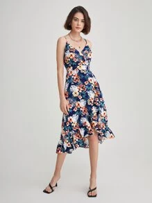 SHEIN Allover Floral Print Ruffle Trim Dress - Multicolor - View 4