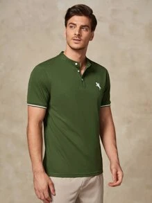 Manfinity NXTstreet 男士馬和人像圖案POLO衫 - 軍綠色 - 查看 10