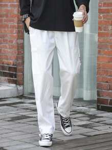 Claim Dot Nam Thư được vá Túi bên cạnh Dây rút Quần Cargo - trắng - Xem 6