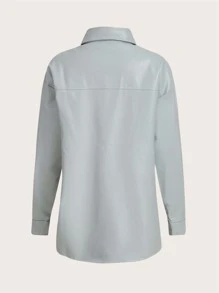 CIRCE Abrigo con botones en la parte delantera y hombros caídos de diseñador - Gris Claro - Ver 2