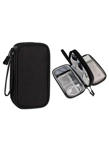 Plain Data Cable Storage Bag - Black - View 3