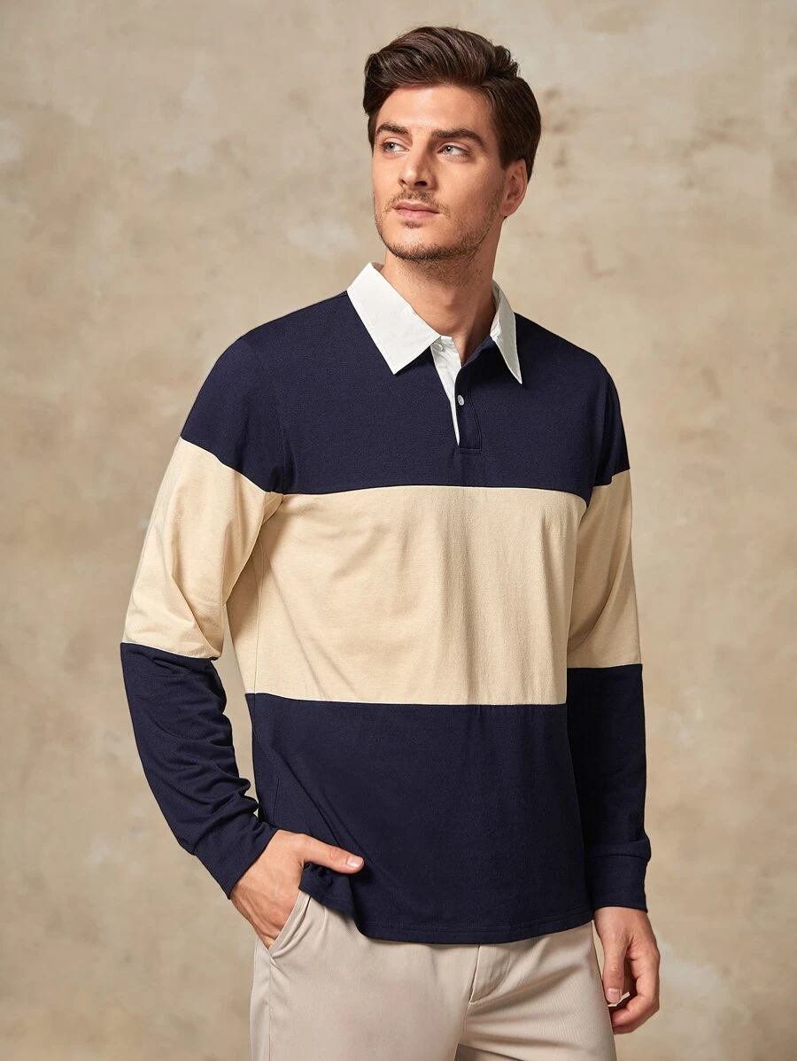 GENTILAND Hombres Camisa polo algodón de color combinado - Multicolor - Ver 1