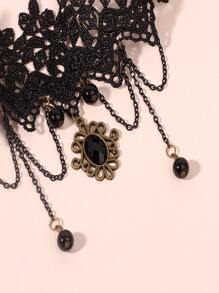 ROMWE Goth Gargantilla con diseño de cuenta - Negro - Ver 3