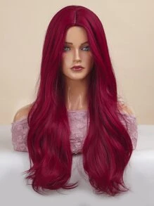 HAIRCUBE 24 Inch Rượu Vang Đỏ Chia Giữa Dài Xoăn Đẹp Gợi Tình Đảng Thời Trang Tổng Hợp Bộ Tóc Giả Dành Cho Nữ - Màu Đỏ Sâu - Xem 6