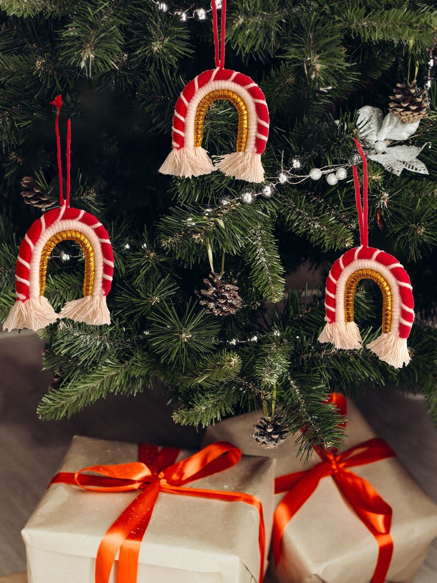 1pc Rainbow Hanging Decoration With Tassel For Christmas