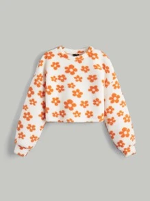 SHEIN MOD Floral Print Drop Shoulder Pullover - Multicolor - View 2