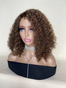 合成纖維耐熱假髮捲髮短波波頭假髮棕色12英寸適合女士 - Dark Brown - 查看 2
