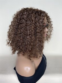 合成纖維耐熱假髮捲髮短波波頭假髮棕色12英寸適合女士 - Dark Brown - 查看 6