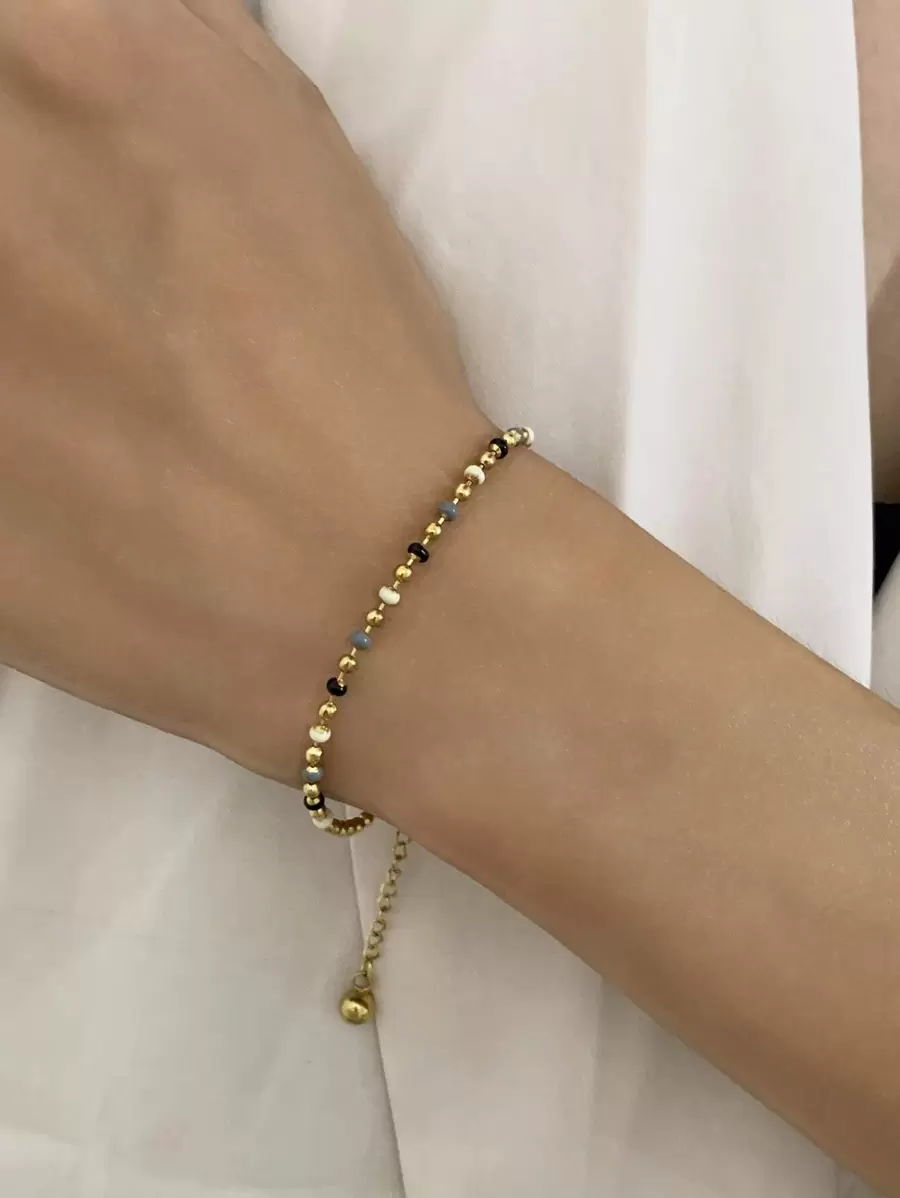 Round Ball Charm Beaded Bracelet - View 1