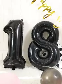 2入組數字形狀小氣球 - 黑色 - 查看 1
