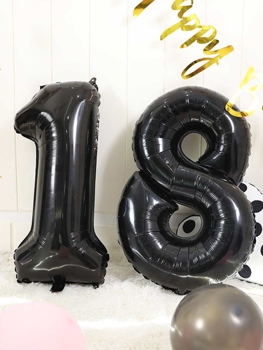 2入組數字形狀小氣球 - 黑色 - 查看 1