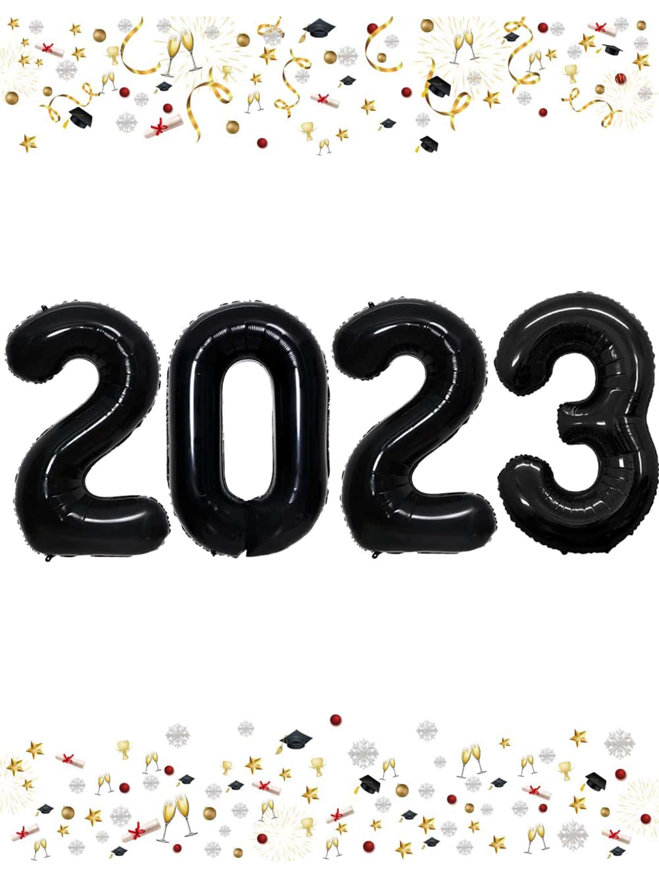 4 piezas 32 pulgadas globo número 2023 - Negro - Ver 1