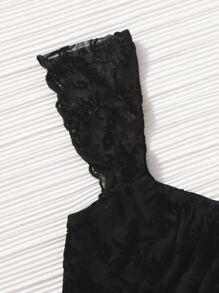 SHEIN MOD Floral Print Lettuce Trim Crop Top