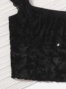 SHEIN MOD Floral Print Lettuce Trim Crop Top