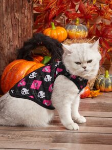 PETSIN 1pc Skeleton Print Pet Tank - Black - View 2