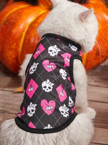 PETSIN 1pc Skeleton Print Pet Tank - Black - View 3