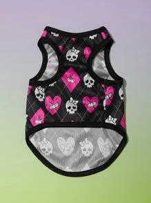 PETSIN 1pc Skeleton Print Pet Tank - Black - View 6