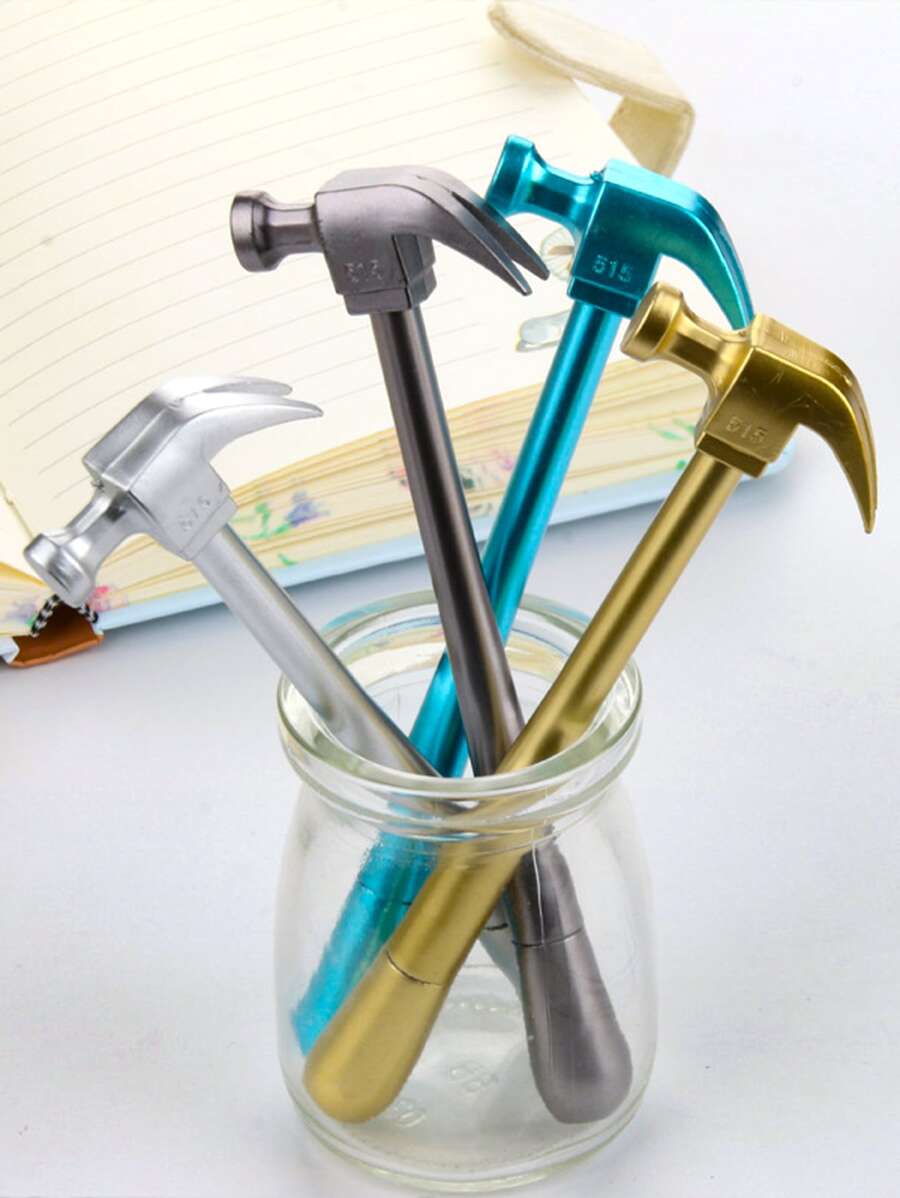 4支/套卡通錘形中性筆，辦公、學習、考試、書寫模擬工具 - 彩色 - 查看 1
