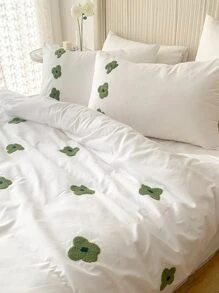 Flower Design Duvet Cover Set Without Filler - White - View 1