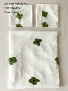 Flower Design Duvet Cover Set Without Filler - White - View 3