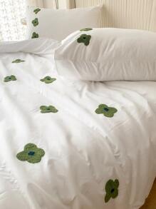 Flower Design Duvet Cover Set Without Filler - White - View 4