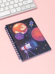 1pc Space Themed Student Writing Notebook, Color Random, Portable (11*14.5cm) - Multicolor - View 1