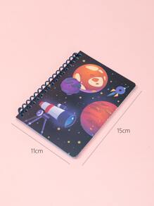 1pc Space Themed Student Writing Notebook, Color Random, Portable (11*14.5cm) - Multicolor - View 5