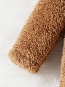 Baby Single Breasted Hooded Jumpsuit - Brown - View 5