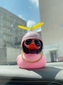 Cartoon Duck Motorcycle Ornament, Rubber Duck - Pink - View 4