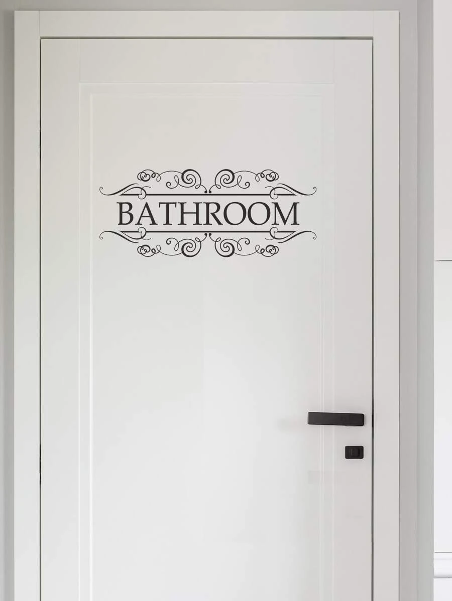 Pegatina de pared con estampado de letra - Negro - Ver 1