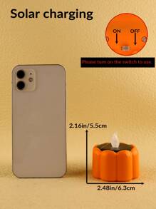 1pc Halloween Pumpkin Shaped LED Flameless Candle - Yellow - View 5