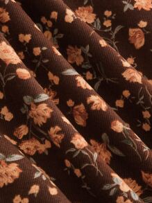 SHEIN MOD Ditsy Floral Pinafore Dress - Coffee Brown - View 3