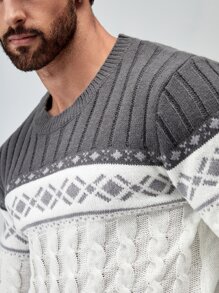 Manfinity Men Argyle Pattern Cable Knit Jumper - Multicolor - View 5