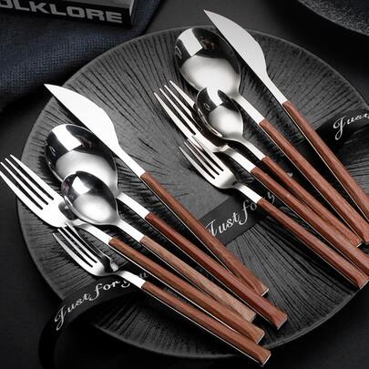 5 件套不锈钢勺子、叉子和刀子学校用品、圣诞礼物