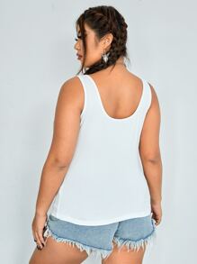 CovetEZ Áo hai dây Plus Size Con số Giải trí - trắng - Xem 2