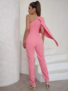 Eilly Bazar Áo liền quần nữ Dây kéo màu trơn Hấp dẫn - Hồng - Xem 2