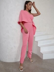 Eilly Bazar Áo liền quần nữ Dây kéo màu trơn Hấp dẫn - Hồng - Xem 5