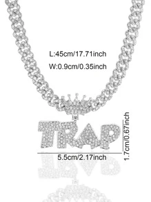 Dành Cho Nữ Hợp Thời Trang Punk Hip Hop Phong Cách Rock Đảng Đá Nhân Tuyệt Đẹp Thái Trang Trí Thư Vòng Cổ - Bạc - Xem 4