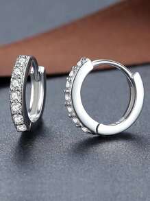 Nooxian 1 paio Orecchini circolari da uomo elegante in rame & zirconia piccolo rotondo