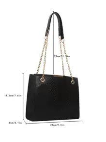 Sac carré en relief de crocodile chaîne