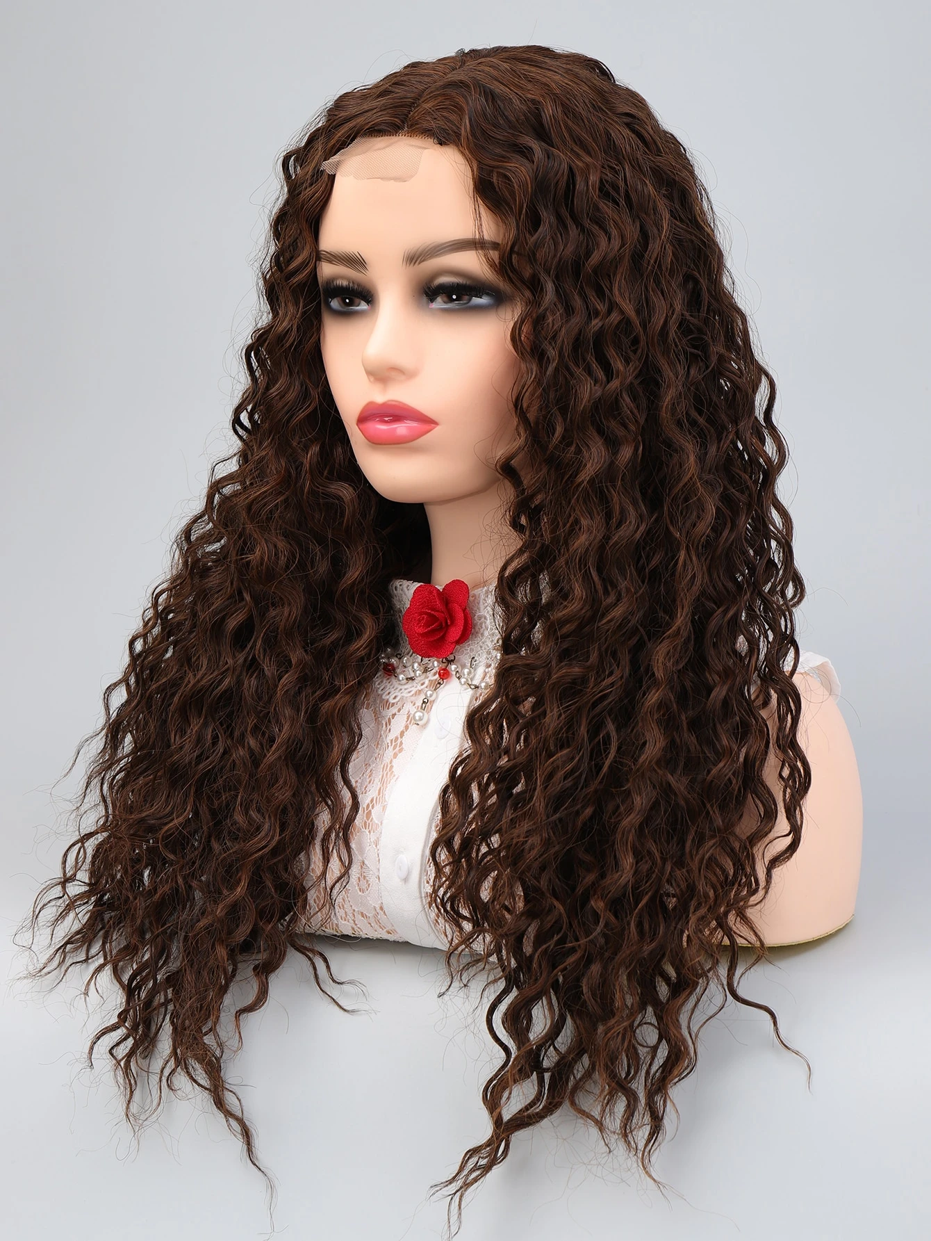 Miniatura 5 de Peluca sintética con encaje delantero largo rizado Multicolor