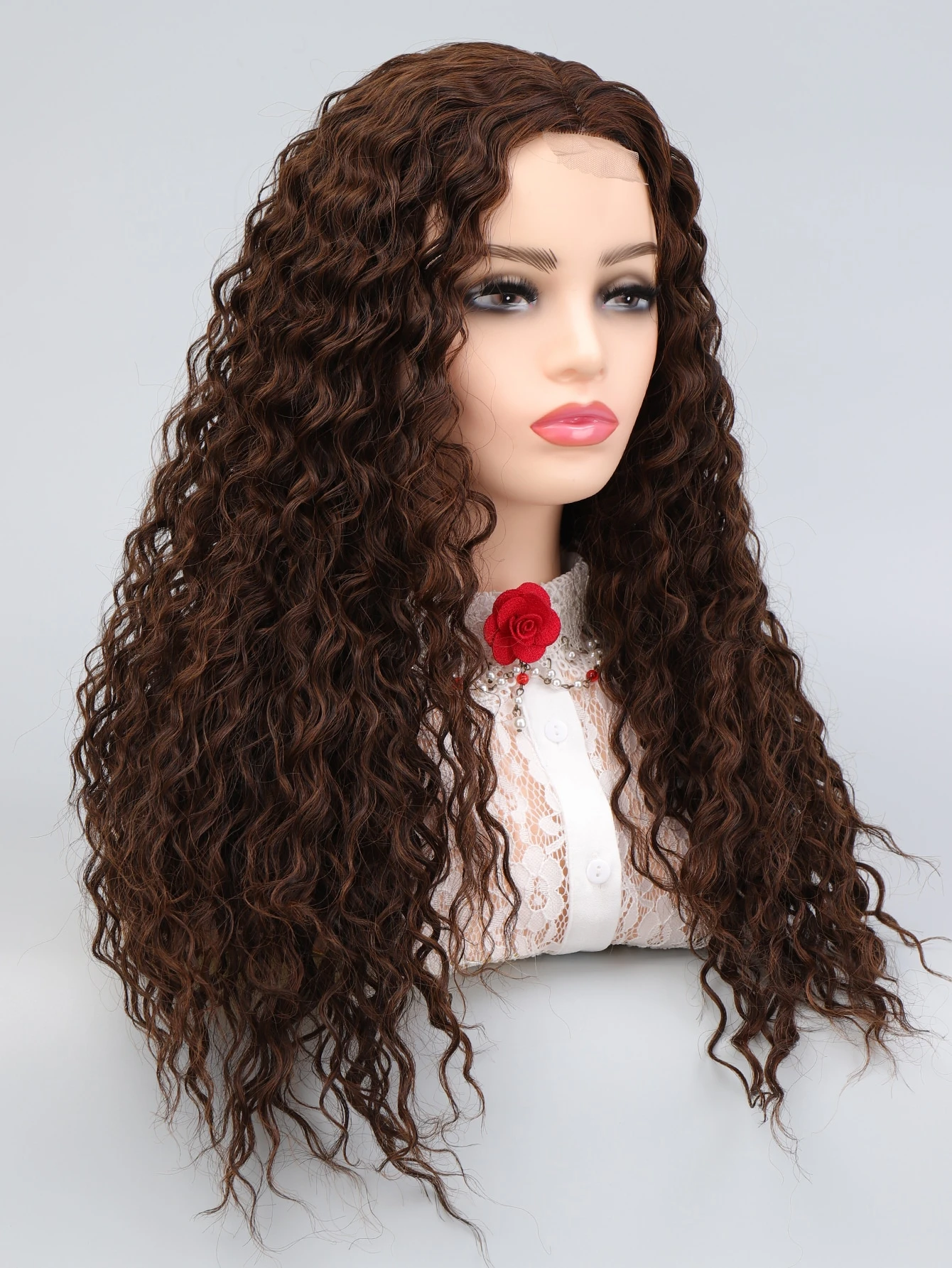 Miniatura 6 de Peluca sintética con encaje delantero largo rizado Multicolor